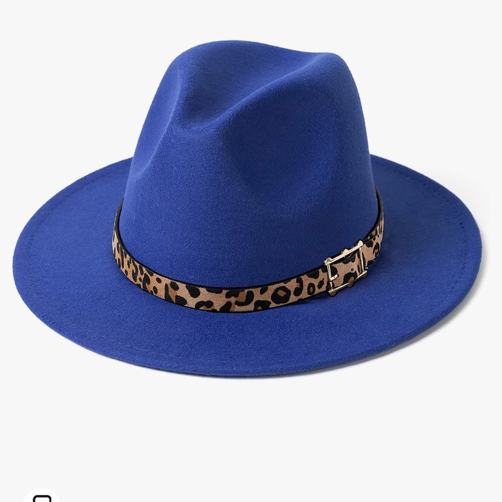 HUDANHUWEI Women's Wide Brim Felt Fedora Panama Hat with Leopard Belt‎ Bu…